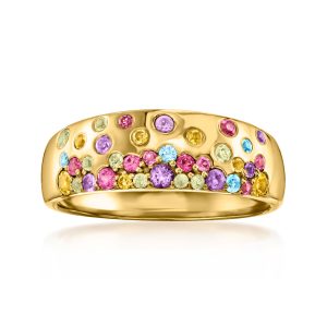 .45 ct. t.w. Multi-Gemstone Scattered Ring in 18kt Gold Over Sterling
