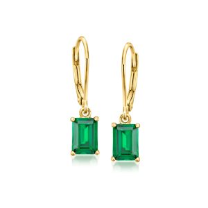 1.20 ct. t.w. Lab-Grown Emerald Drop Earrings in 18kt Gold Vermeil