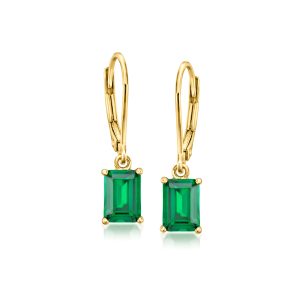 1.20 ct. t.w. Lab-Grown Emerald Drop Earrings in 18kt Gold Vermeil