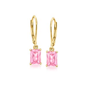 2.00 ct. t.w. Lab-Grown Pink Sapphire Drop Earrings in 18kt Gold Vermeil