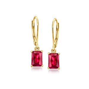 1.80 ct. t.w. Lab-Grown Ruby Drop Earrings in 18kt Gold Vermeil