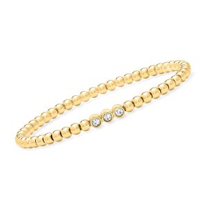 .25 ct. t.w. Lab-Grown Diamond and 4mm 18kt Gold Vermeil Bead Stretch Bracelet