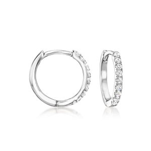 .15 ct. t.w. Diamond Charm-Compatible Huggie Hoop Earrings in Sterling Silver. 3/8"