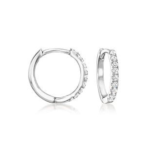 .15 ct. t.w. Diamond Charm-Compatible Huggie Hoop Earrings in Sterling Silver. 3/8"