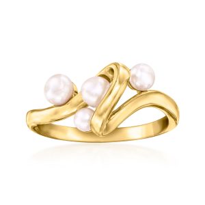 3-4.5mm Cultured Pearl Swirl Ring in 18kt Gold Over Sterling