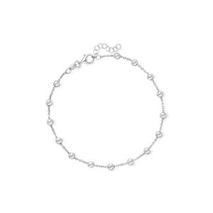 Italian Sterling Silver Bead Station Anklet. 9"
