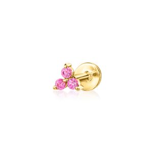 Pink Sapphire Flat-Back Stud Earrings in 14kt Yellow Gold