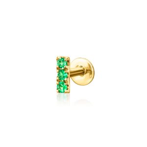 Emerald Bar Flat-Back Stud Earrings in 14kt Yellow Gold
