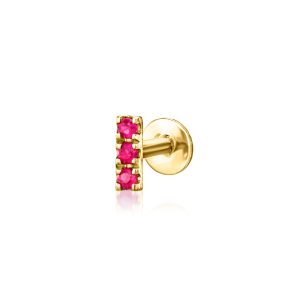Ruby Bar Flat-Back Stud Earrings in 14kt Yellow Gold