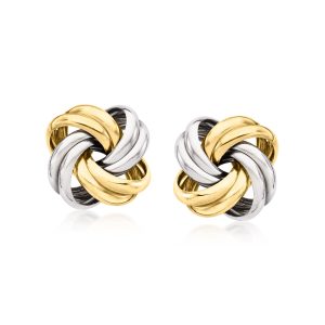 Italian Sterling Silver and 18kt Gold Over Sterling Love Knot Earrings