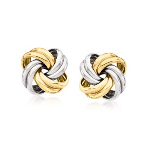 Italian Sterling Silver and 18kt Gold Over Sterling Love Knot Earrings