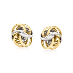 Italian Sterling Silver and 18kt Gold Over Sterling Love Knot Earrings