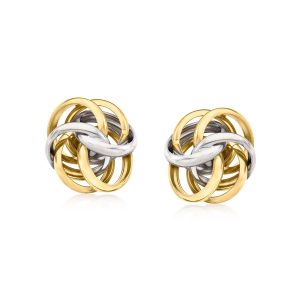 Italian Sterling Silver and 18kt Gold Over Sterling Love Knot Earrings