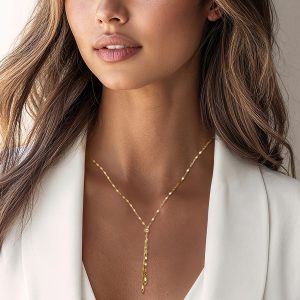 Italian 10kt Yellow Gold Lumachina-Chain Lariat Necklace. 20"