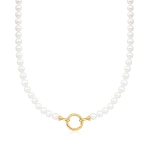 5-6mm Cultured Pearl Charm-Compatible Necklace in 18kt Gold Over Sterling