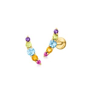 .34 ct. t.w. Multi-Gemstone Curved Flat-Back Stud Earrings in 14kt Yellow Gold