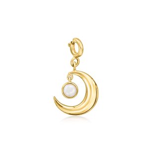 4mm Cultured Pearl Moon Charm in 18kt Gold Over Sterling