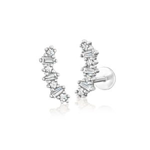 .15 ct. t.w. Diamond Flat-Back Ear Climbers in Sterling Silver