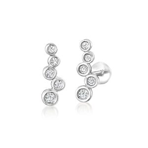 .15 ct. t.w. Bezel-Set Diamond Flat-Back Ear Climbers in Sterling Silver