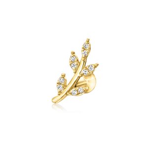 Diamond Leaf Flat-Back Ear Climbers in 14kt Yellow Gold