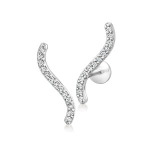 .10 ct. t.w. Diamond Curved Ear Climbers in Sterling Silver