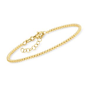 Italian 2mm 18kt Gold Vermeil Bead-Chain Bracelet