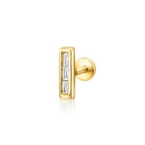 Lab-Grown Diamond Bar Flat-Back Earrings in 14kt Yellow Gold