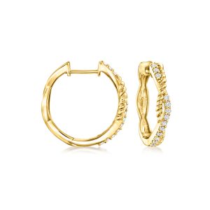 .25 ct. t.w. Lab-Grown Diamond Twisted Hoop Earrings in 18kt Gold Vermeil. 5/8"
