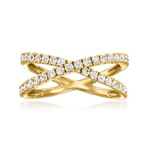 .50 ct. t.w. Lab-Grown Diamond Crisscross Ring in 18kt Gold Over Sterling