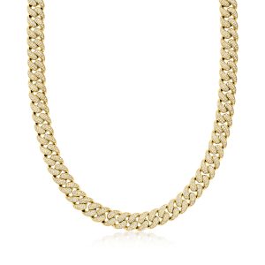 Men's 7.00 ct. t.w. Lab-Grown Diamond Cuban-Link Necklace in 18kt Gold Over Sterling. 20"