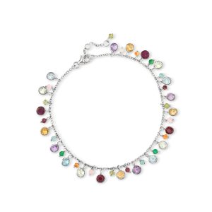 12.70 ct. t.w. Multi-Gemstone Drop Anklet in Sterling Silver. 9"