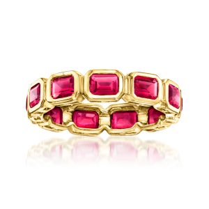 2.30 ct. t.w. Lab-Grown Ruby Eternity Band in 18kt Gold Vermeil
