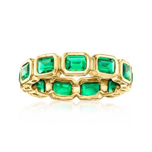 1.70 ct. t.w. Lab-Grown Emerald Eternity Band in 18kt Gold Vermeil