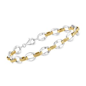 Sterling Silver and 18kt Gold Over Sterling Oval-Link Bracelet