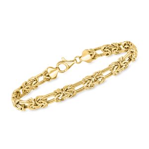 18kt Gold Over Sterling Byzantine and Double-Oval Link Bracelet