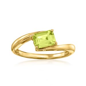 .80 Carat Peridot Ring in 18kt Gold Over Sterling