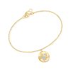 Diamond Paw Print Disc Charm Bracelet in 18kt Gold Over Sterling. 6.5"