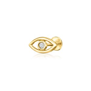 Diamond Evil Eye Flat-Back Earrings in 14kt Yellow Gold