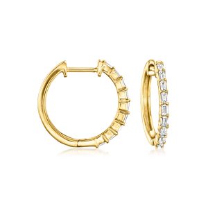 .20 ct. t.w. Baguette Lab-Grown Diamond Hoop Earrings in 18kt Gold Vermeil. 1/2"