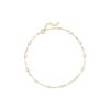 3-3.5mm Cultured Pearl Station Lumachina-Chain Anklet in 14kt Yellow Gold. 9"