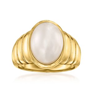 14x10mm Mabe Pearl Ring in 18kt Gold Over Sterling