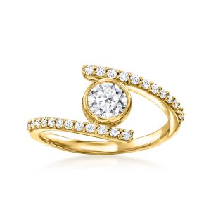 .75 ct. t.w. Bezel-Set Lab-Grown Diamond Bypass Ring in 14kt Yellow Gold