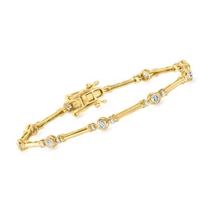 1.00 ct. t.w. Bezel-Set Lab-Grown Diamond Station Bracelet in 18kt Gold Over Sterling