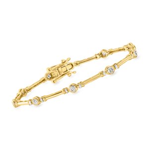 1.00 ct. t.w. Bezel-Set Lab-Grown Diamond Station Bracelet in 18kt Gold Over Sterling