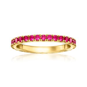 1.10 ct. t.w. Lab-Grown Ruby Eternity Band in 18kt Gold Vermeil