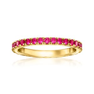 1.10 ct. t.w. Lab-Grown Ruby Eternity Band in 18kt Gold Vermeil