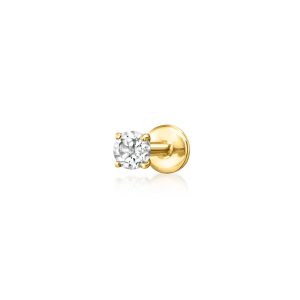 White Topaz Flat-Back Earrings in 14kt Yellow Gold