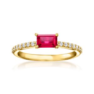.60 Carat Lab-Grown Ruby Ring with .20 ct. t.w. Lab-Grown Diamonds in 18kt Gold Vermeil