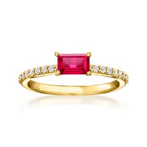 .60 Carat Lab-Grown Ruby Ring with .20 ct. t.w. Lab-Grown Diamonds in 18kt Gold Vermeil