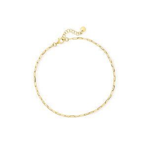 Italian 18kt Gold Vermeil Paper Clip Link Anklet. 9"